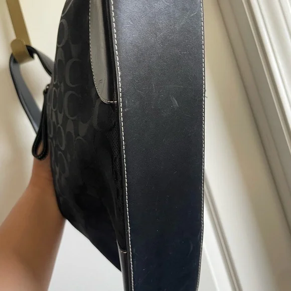 Coach Black Signature Jacquard Hobo Shoulder Bag - Picture 3 of 6